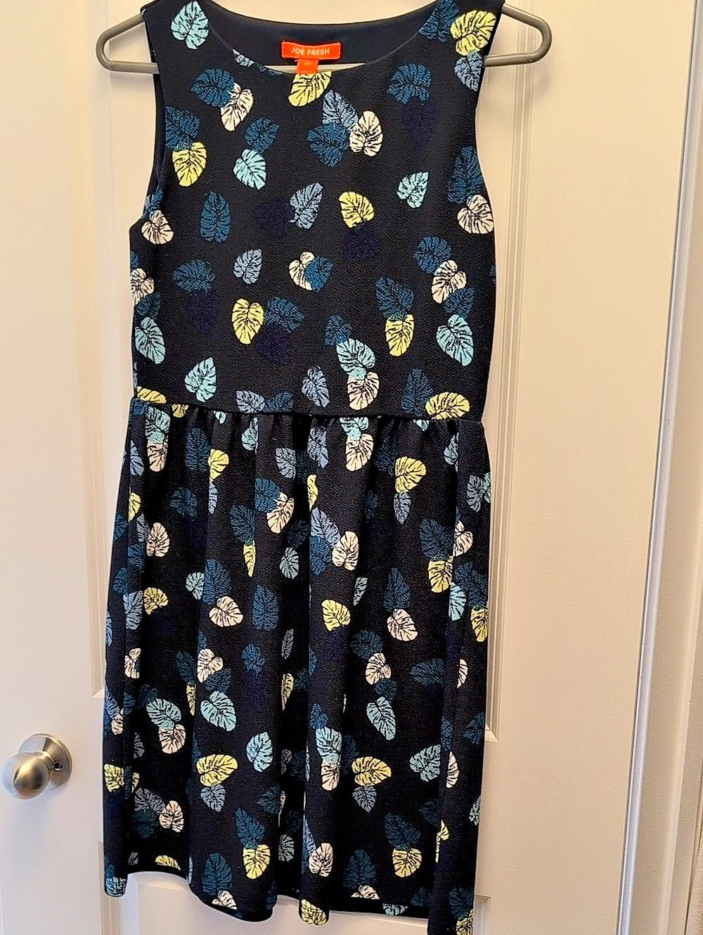 Joe Fresh Floral Mini Dress in Black & Blue